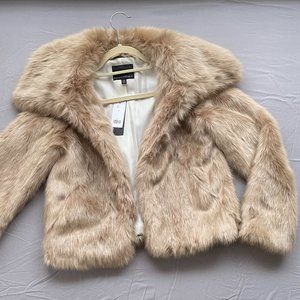 Banana Republic Faux Fur Coat NWT, Beige, Size XS